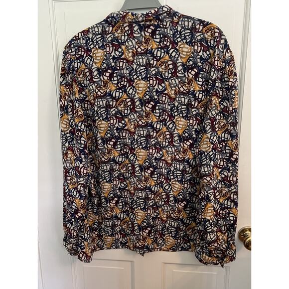 VTG Leslie Fay Haberdashery Size 22W Blouse Multicolor French Horns Mardi gras - Picture 6 of 10